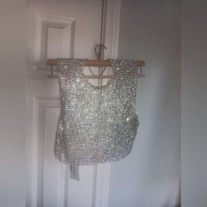 12th Tribe Glittering Silver Crop Top